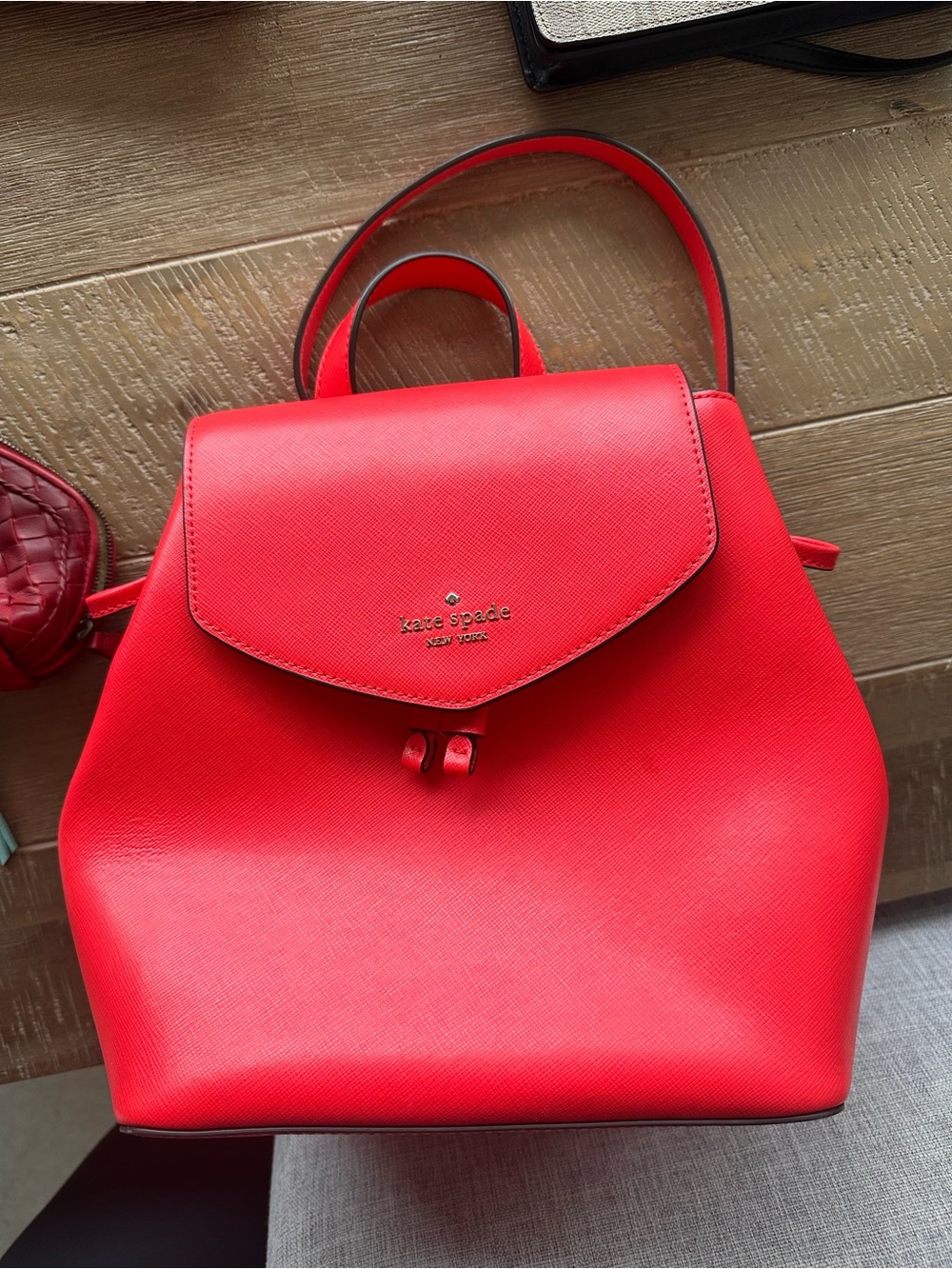kate spade Red Saffiano Leather Backpack